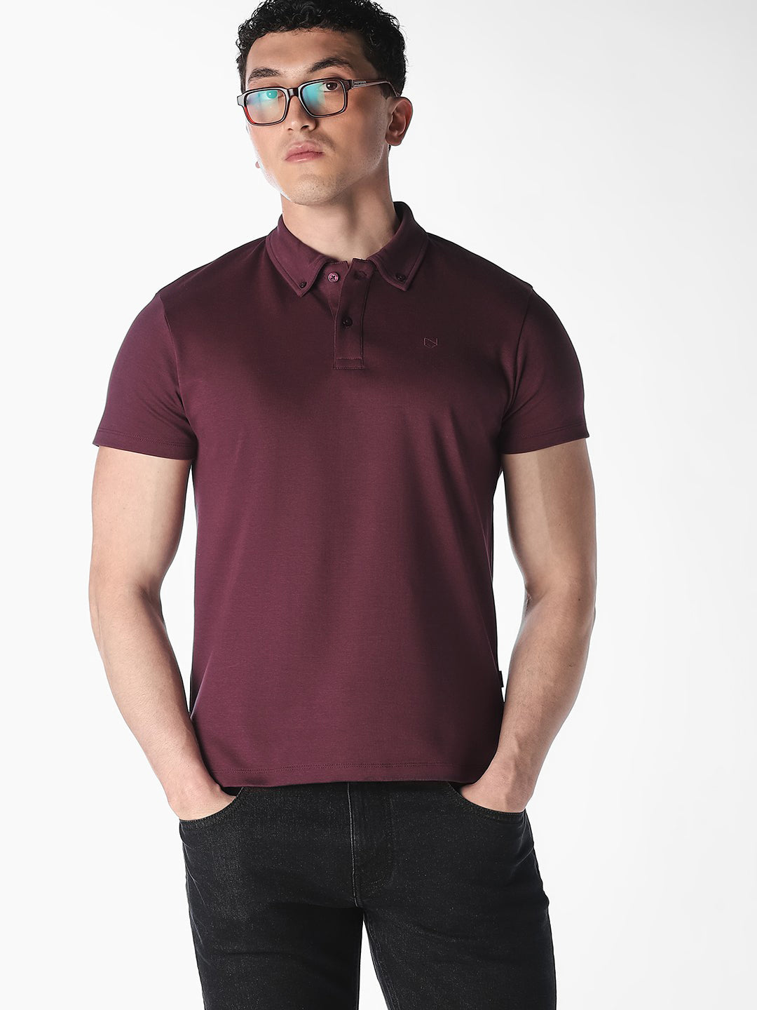 Burgundy Cotton Polo - S