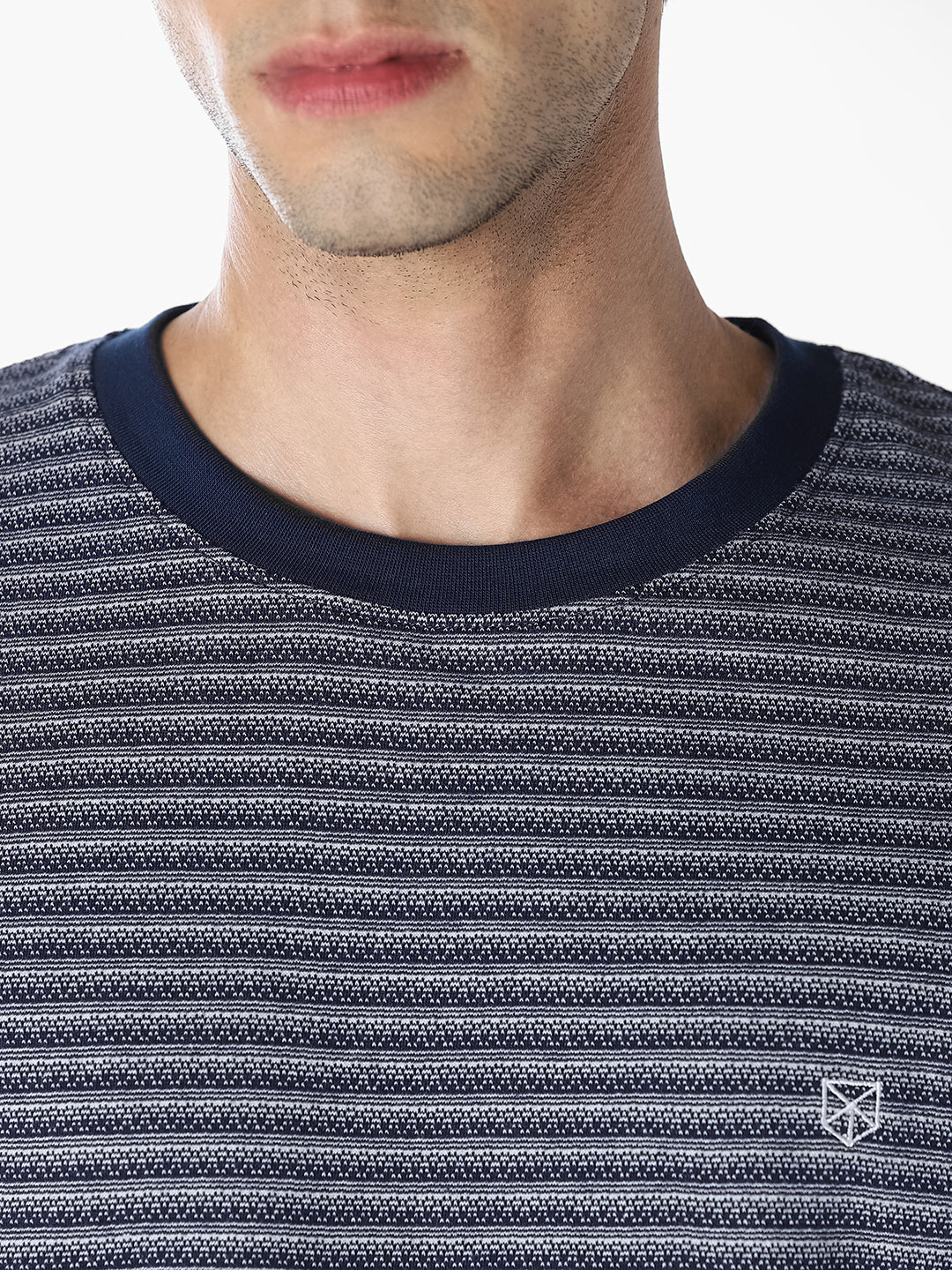 Blue Striped Crew Neck T-shirt