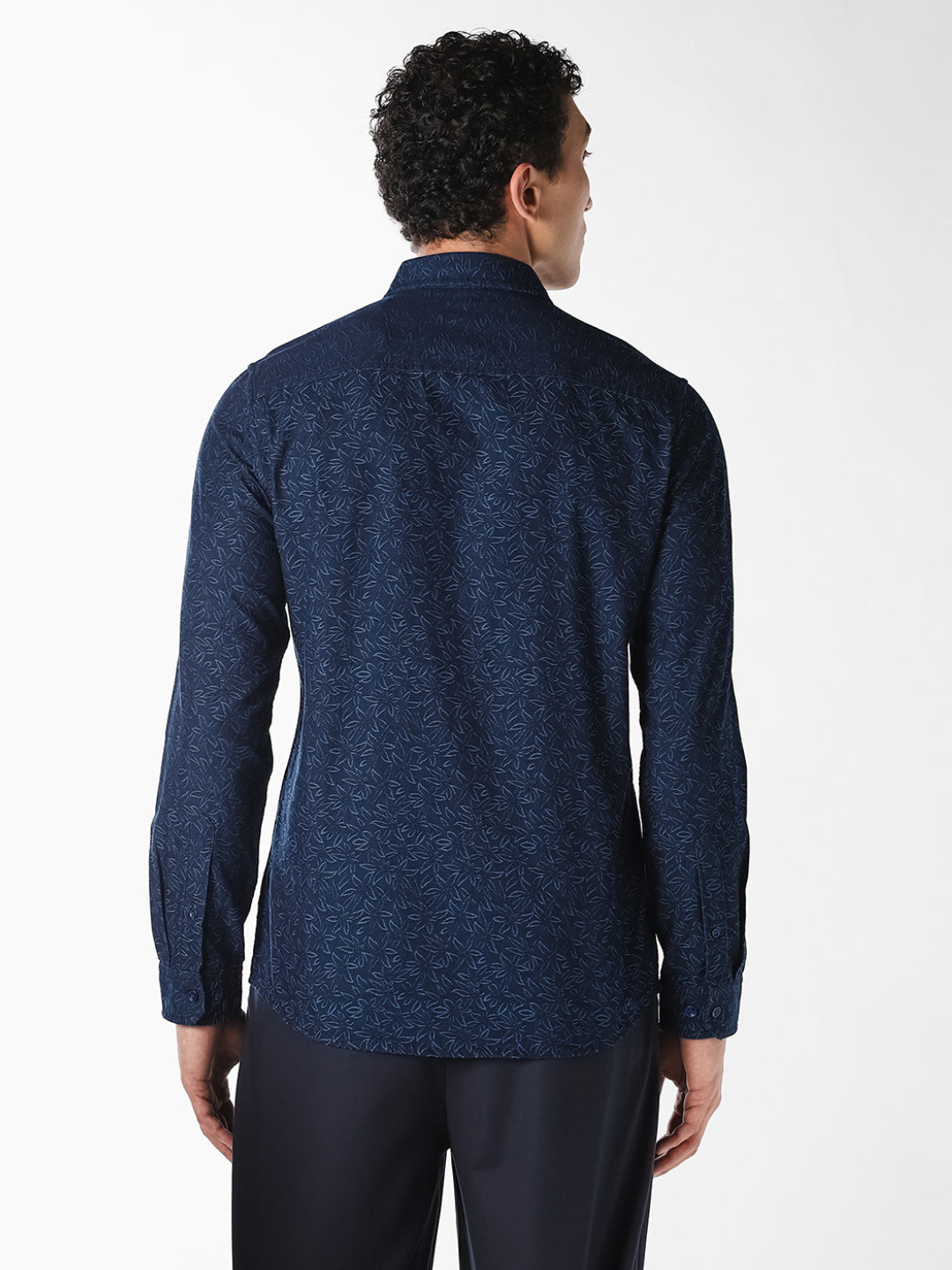 Dark Blue Printed Jacquard Shirt