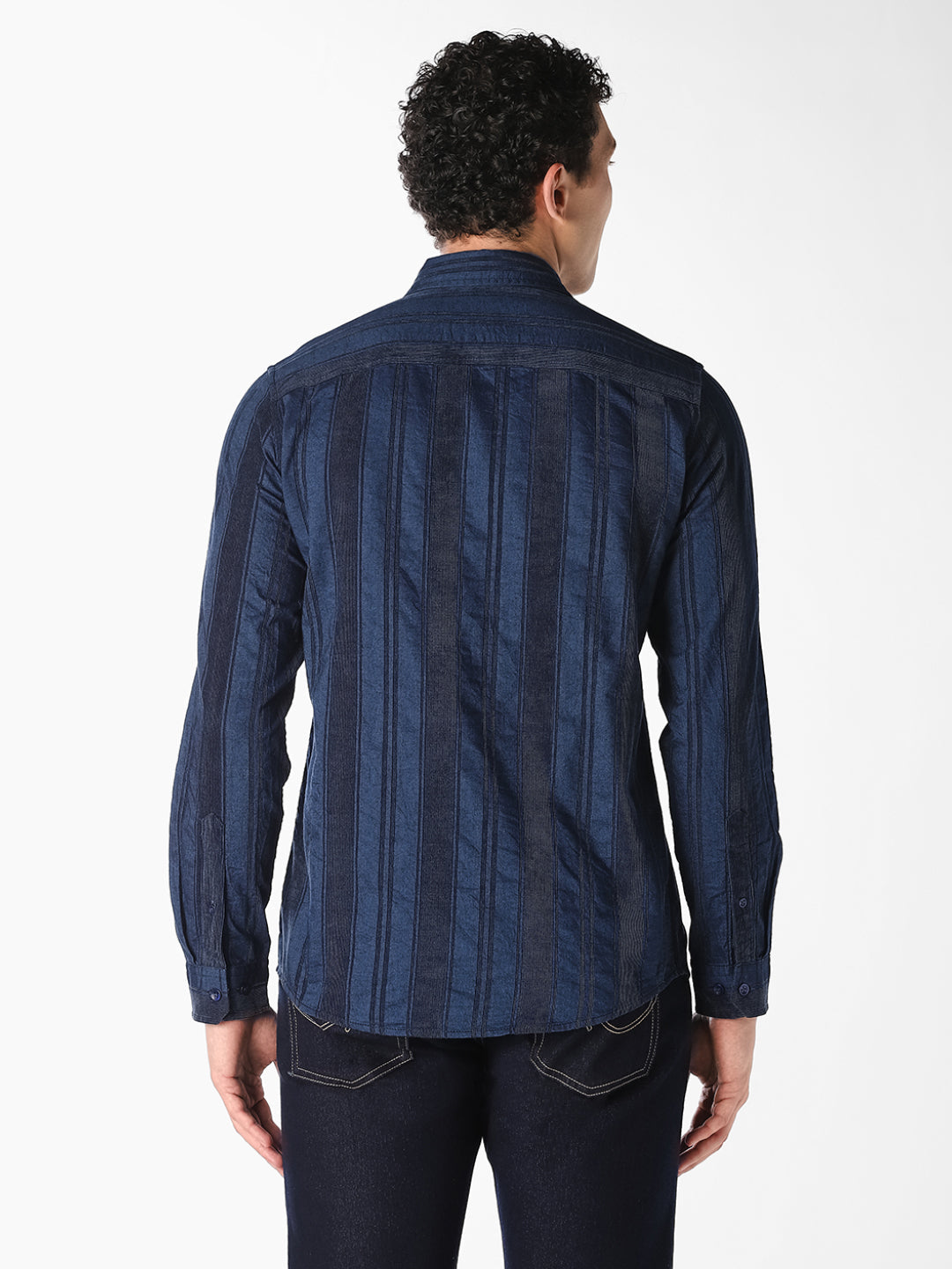Dark Blue Striped Slim Fit Shirt