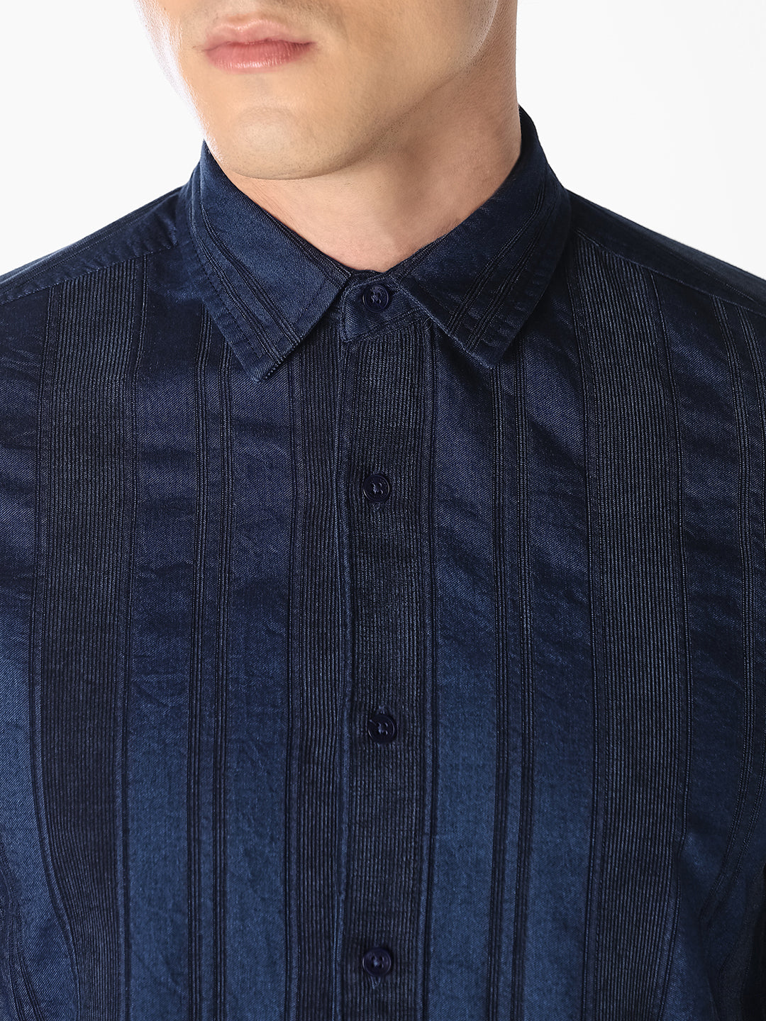 Dark Blue Striped Slim Fit Shirt