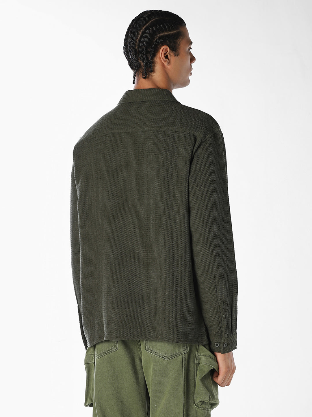 Green Waffle Twill Shirt