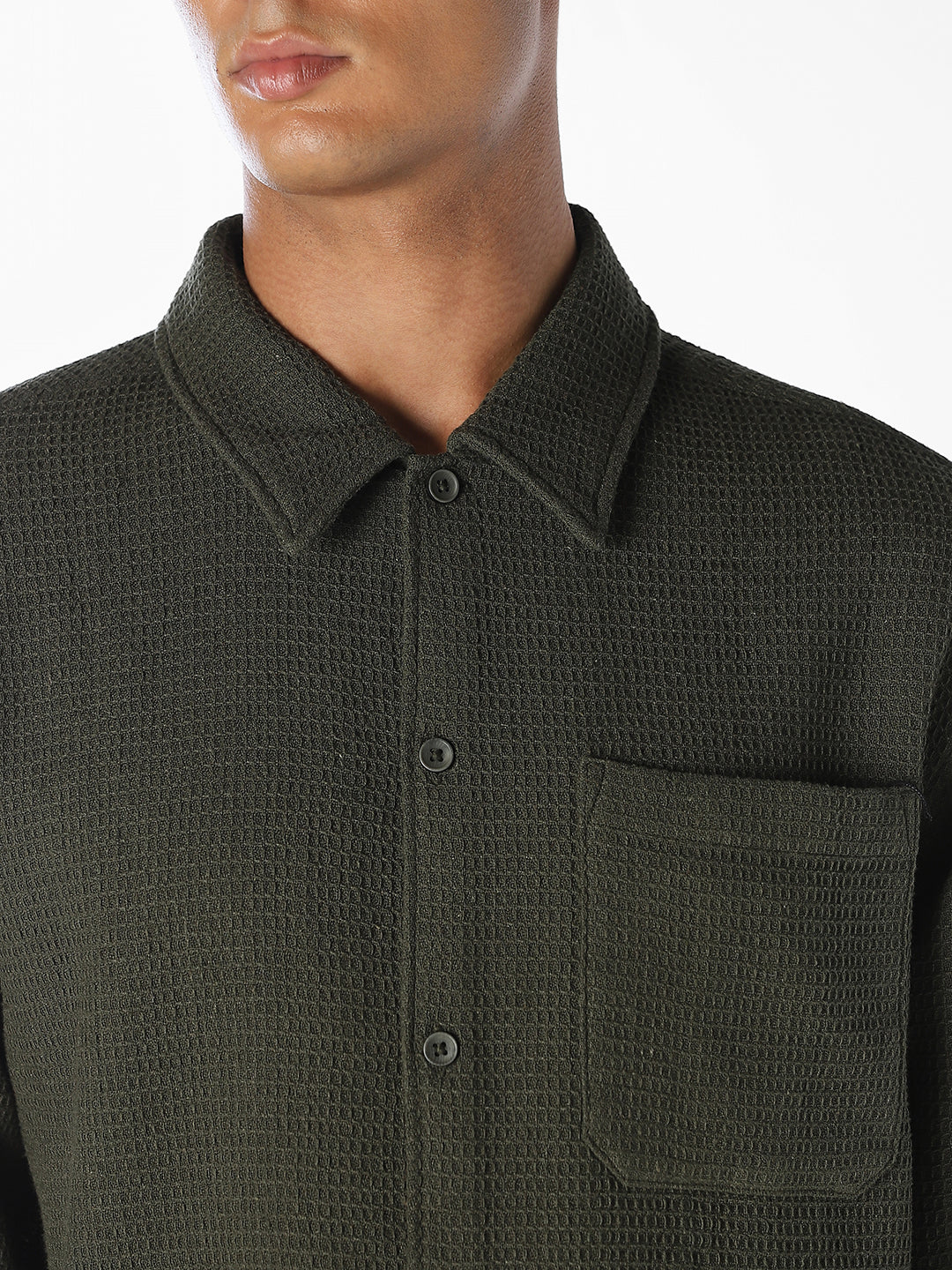Green Waffle Twill Shirt