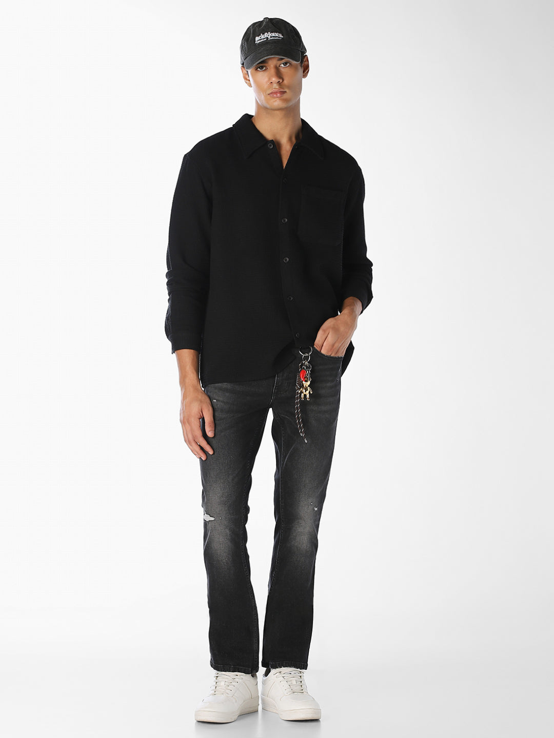 Black Waffle Twill Shirt