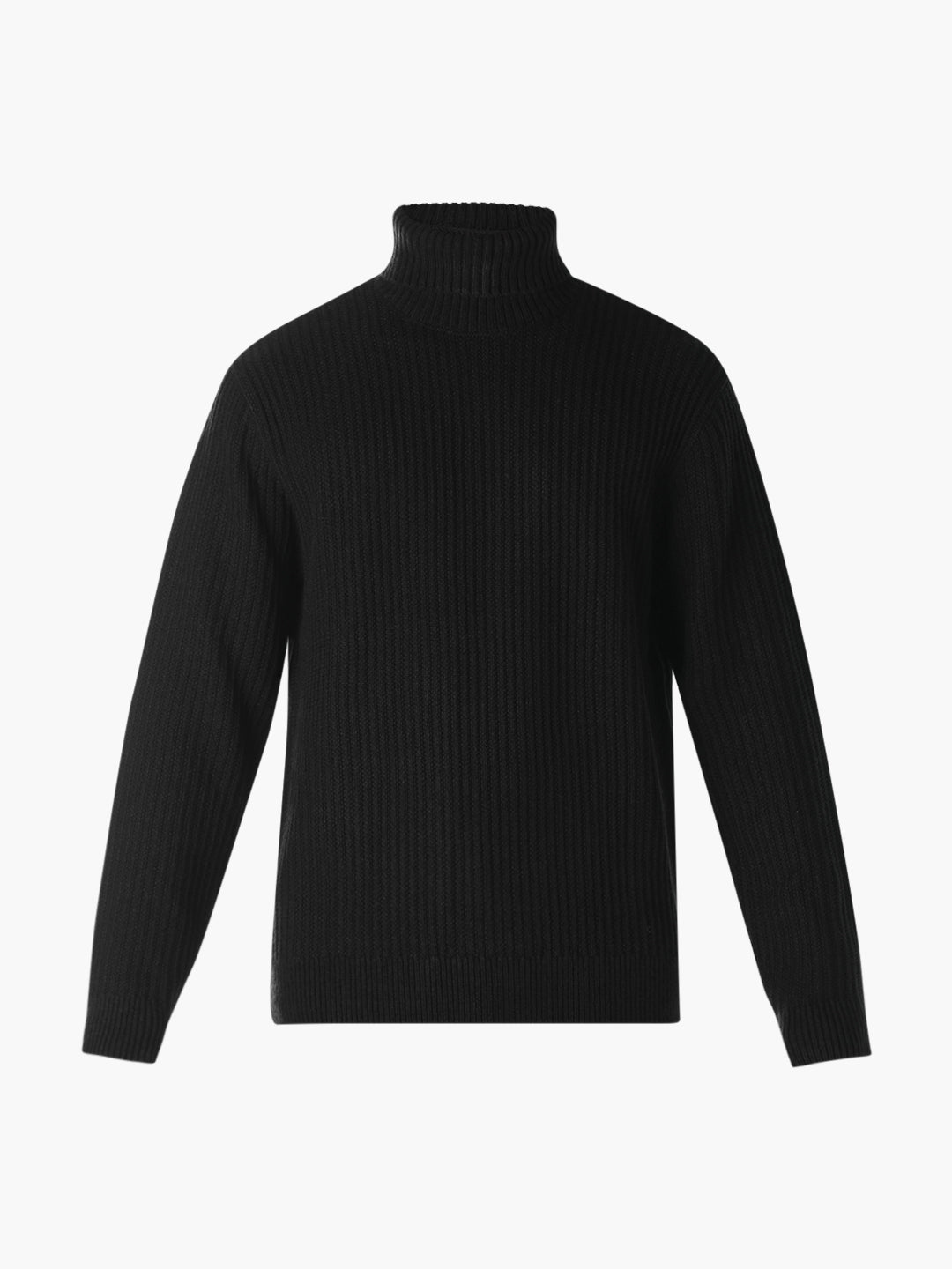 Black Roll Neck Jacquard Pullover