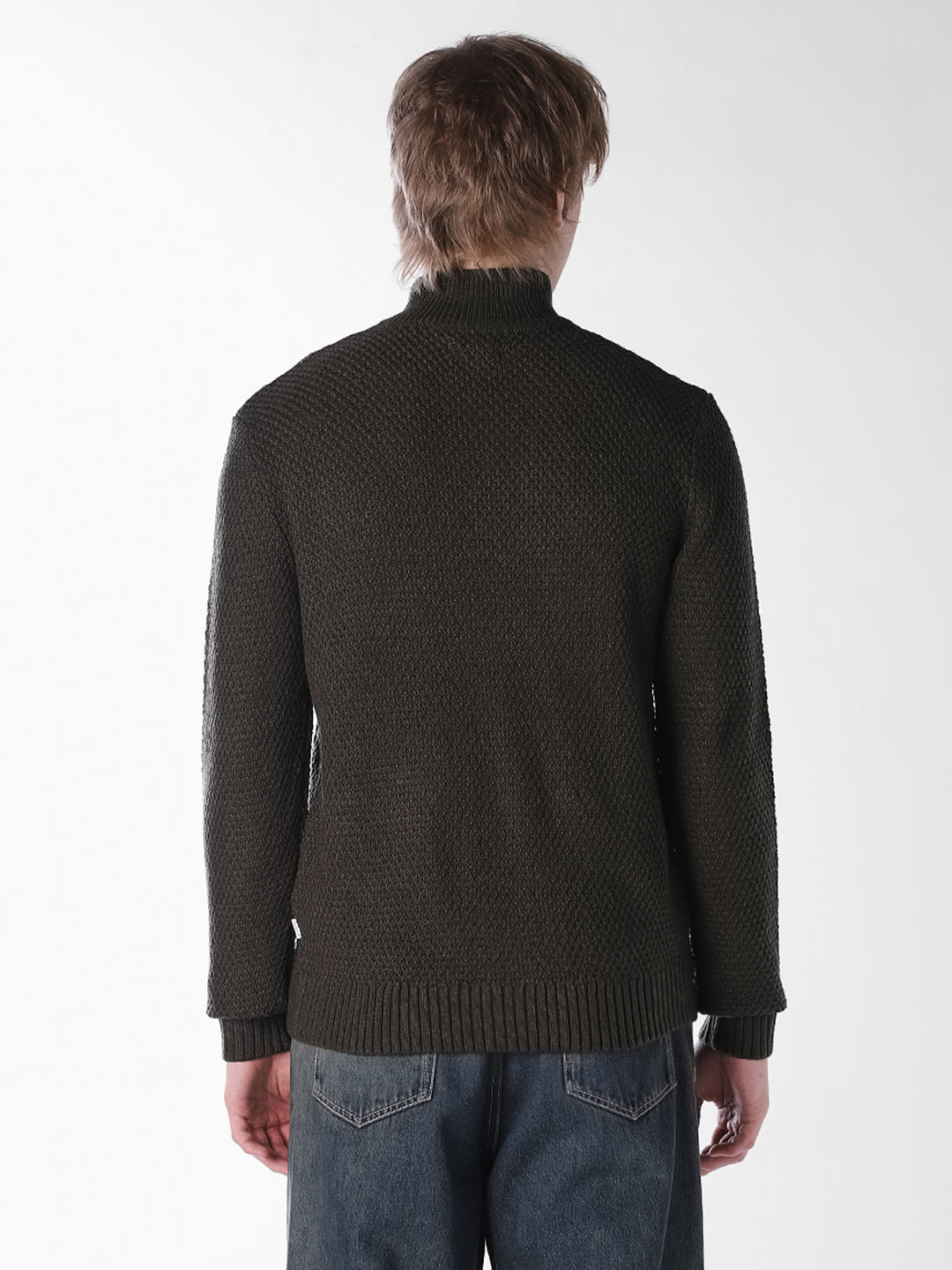 Dark Green Cable-knit Pullover