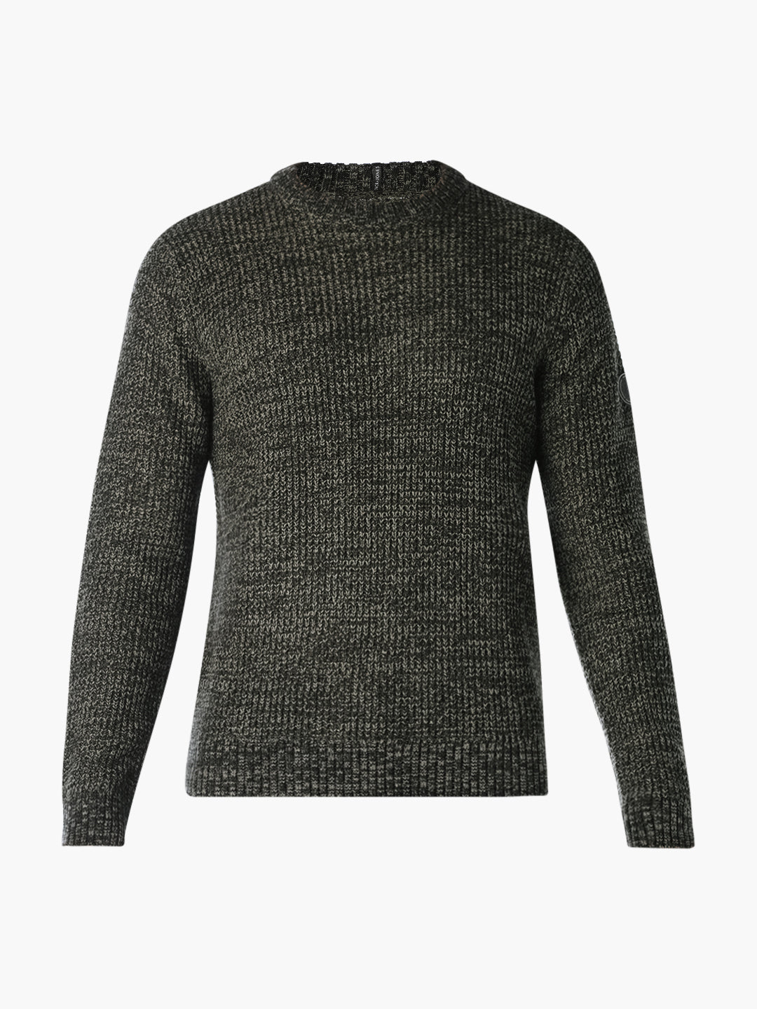 Green Jacquard Crew Neck Pullover
