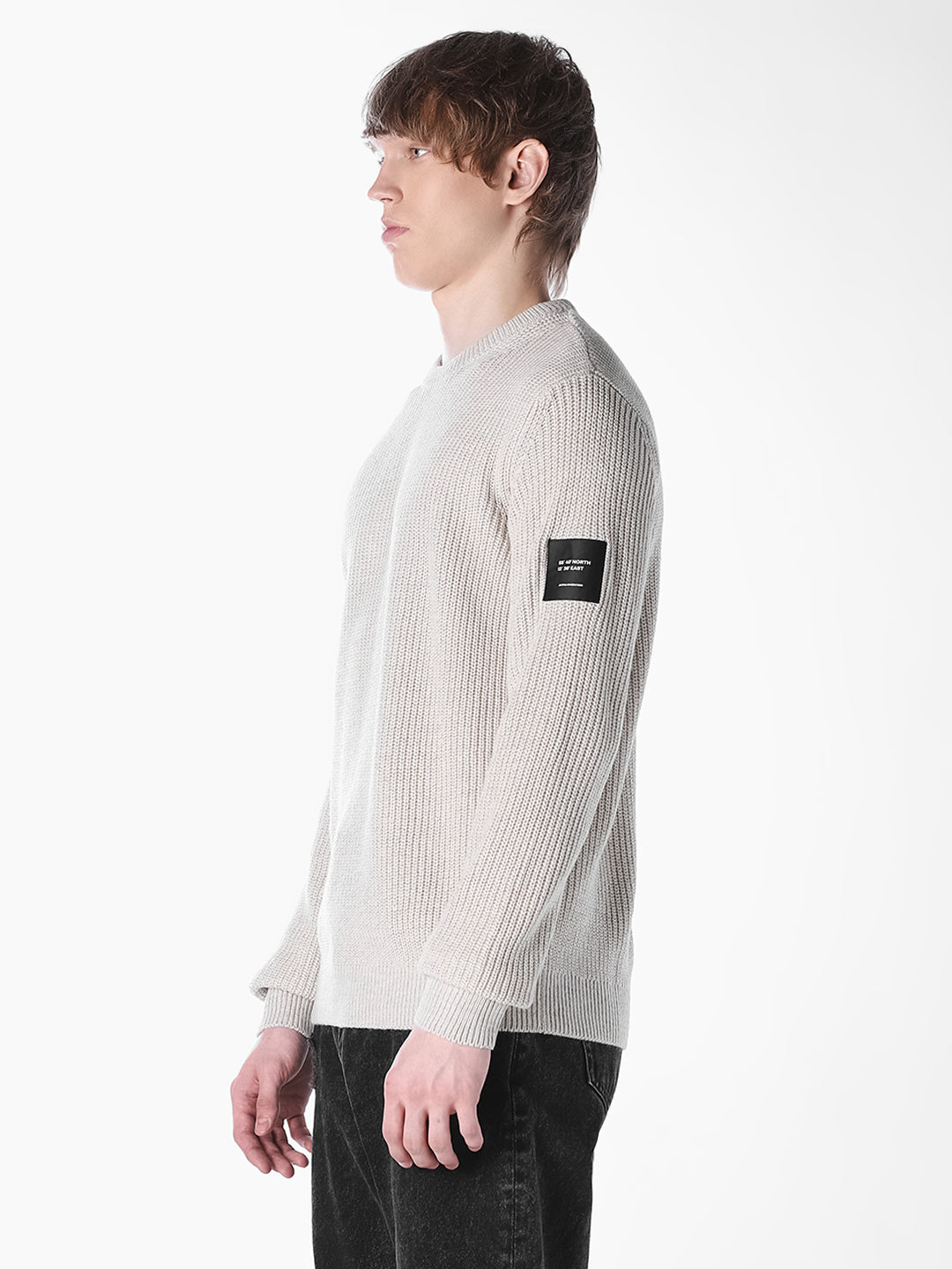 Grey Jacquard Regular Fit T-shirt