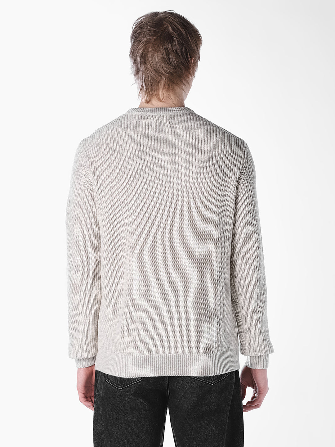 Grey Jacquard Regular Fit T-shirt
