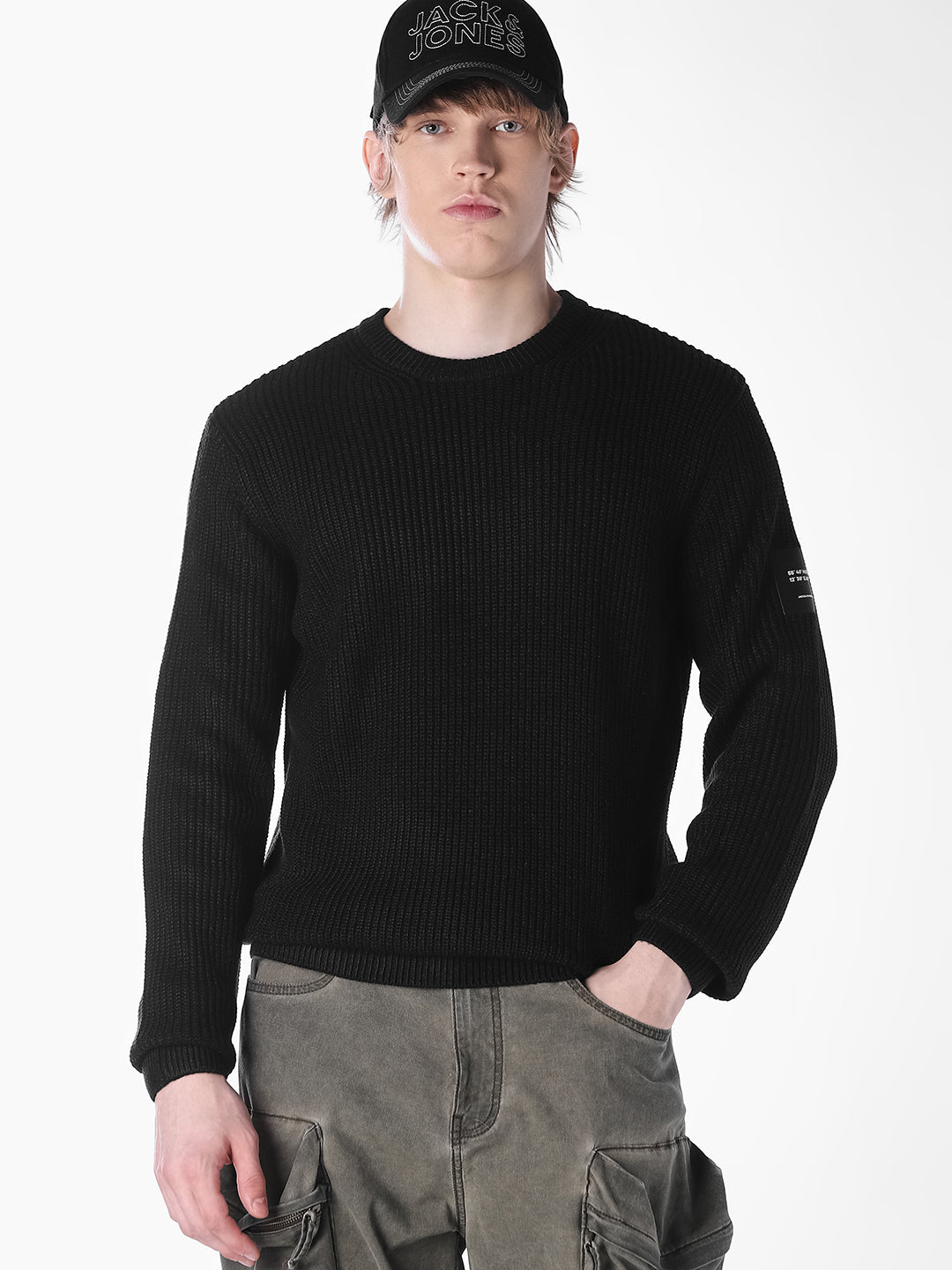 Black Jacquard Regular Fit T-shirt