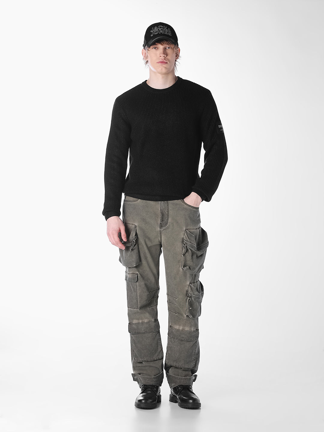Black Jacquard Regular Fit T-shirt