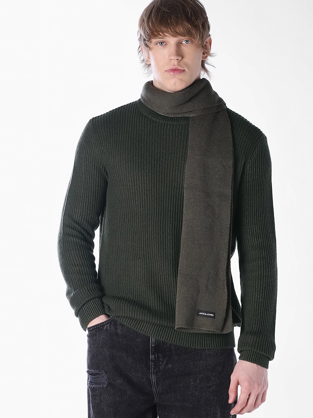 Green Jacquard Regular Fit T-shirt