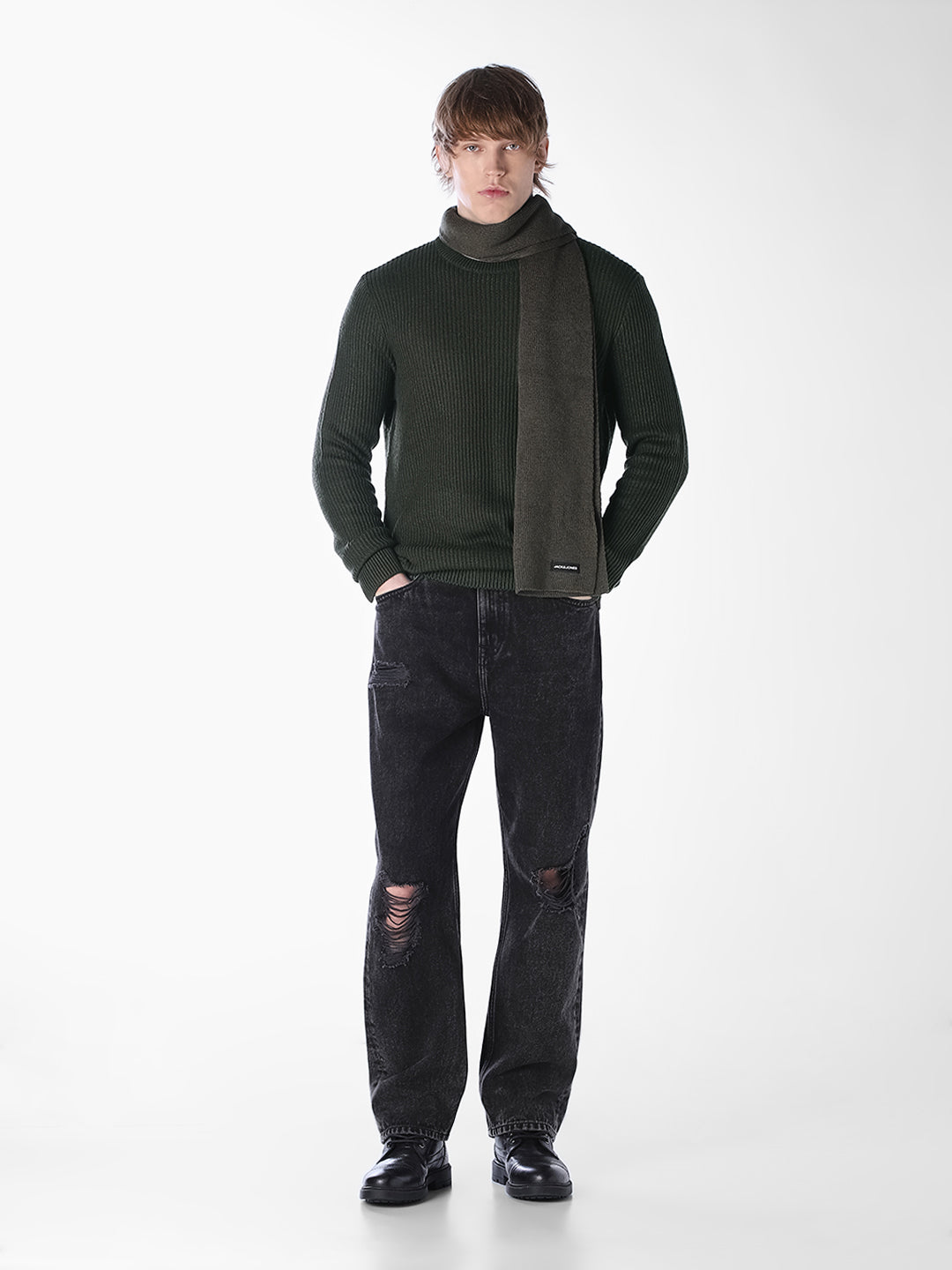 Green Jacquard Regular Fit T-shirt