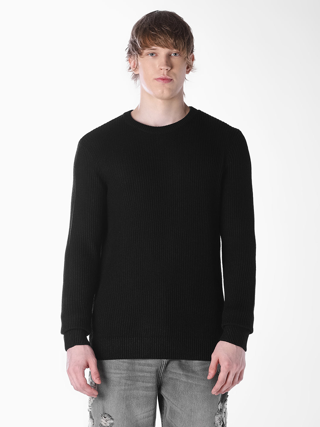 Black Jacquard Regular Fit T-shirt