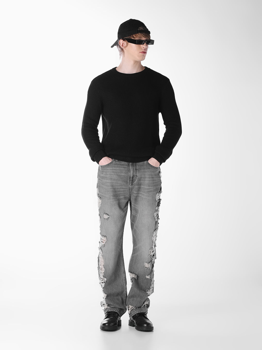 Black Jacquard Regular Fit T-shirt