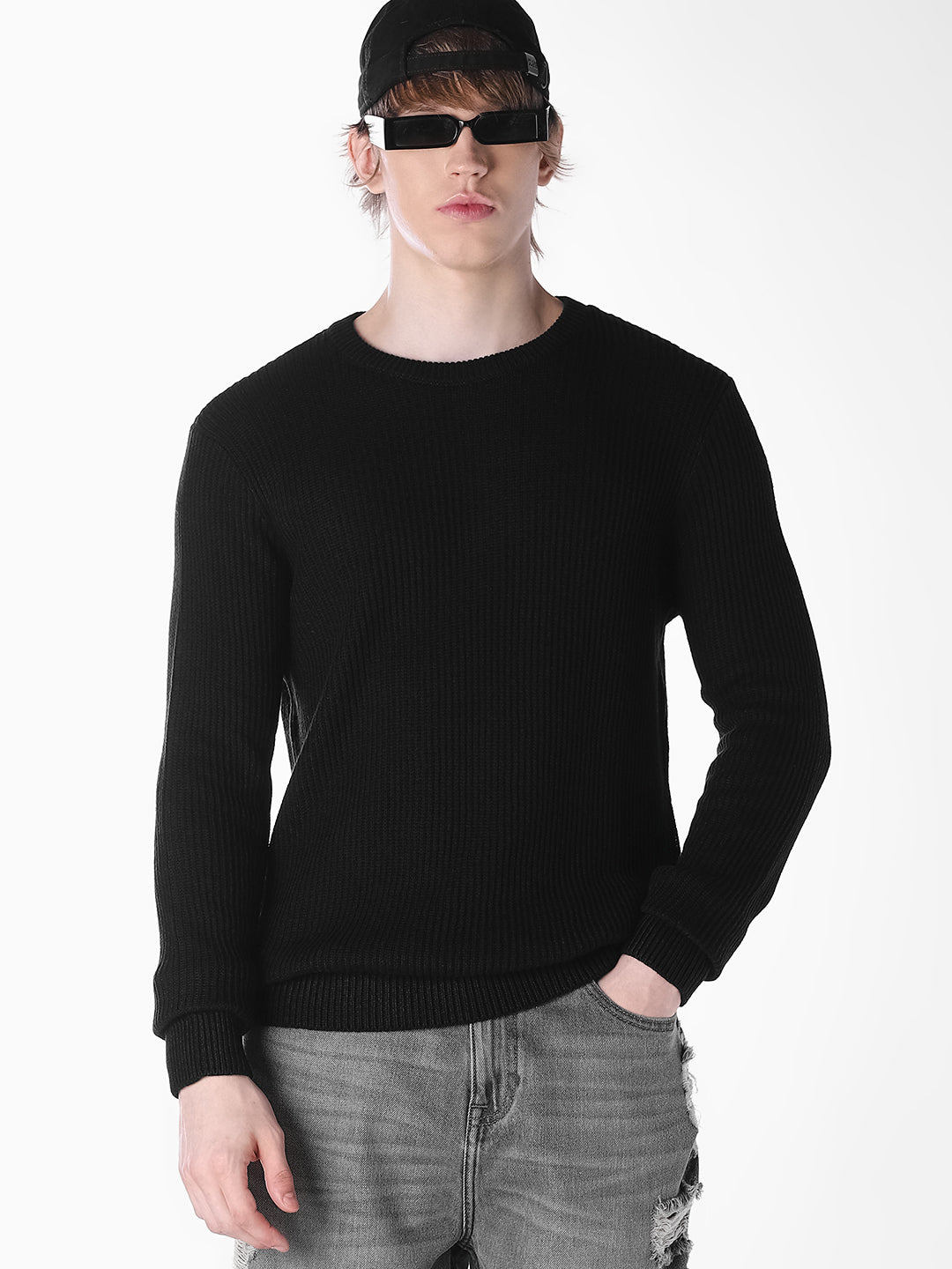 Black Jacquard Regular Fit T-shirt