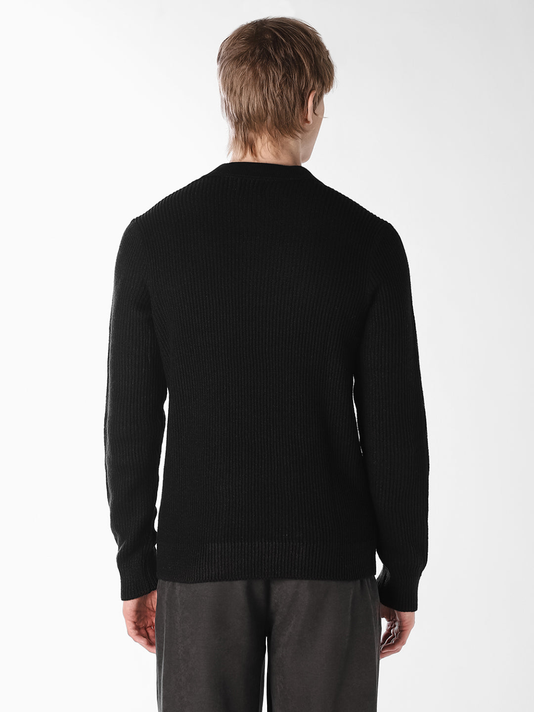 Black Jacquard Knitted Polo