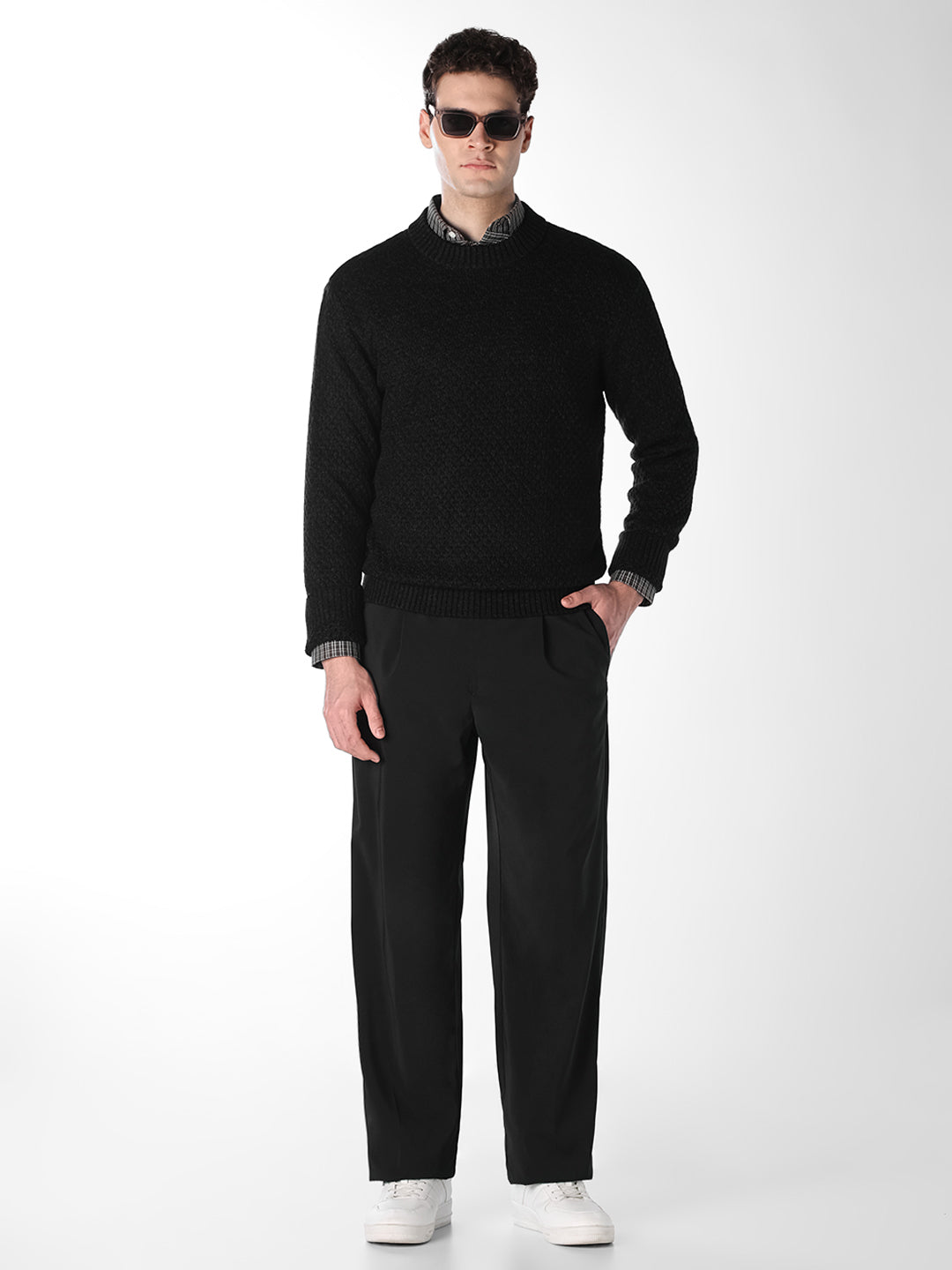 Dark Grey Textured Pullover
