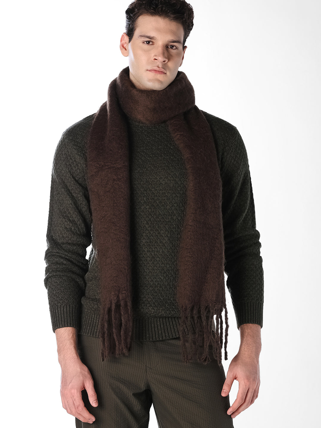 Dark Green Textured Pullover - S