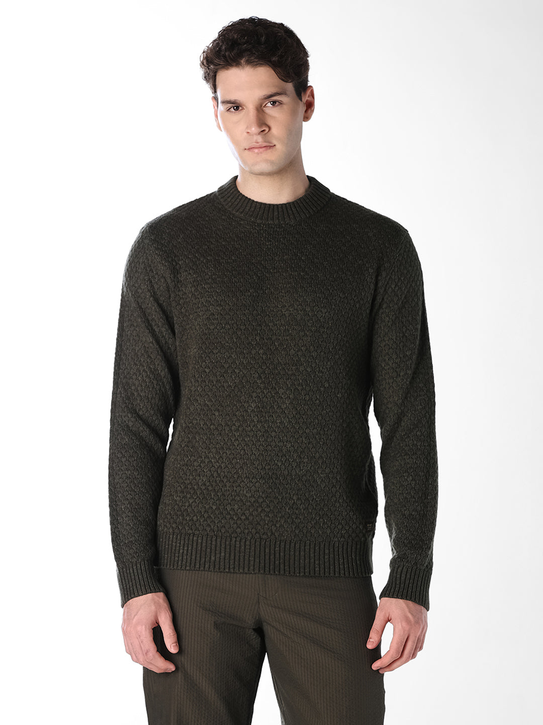 Dark Green Textured Pullover