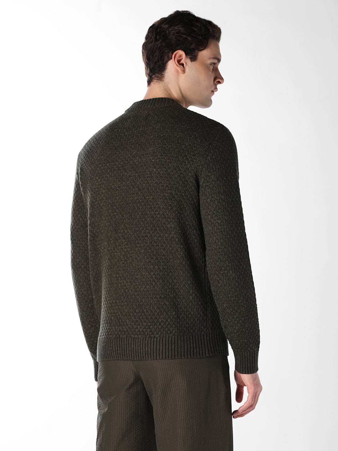 Dark Green Textured Pullover