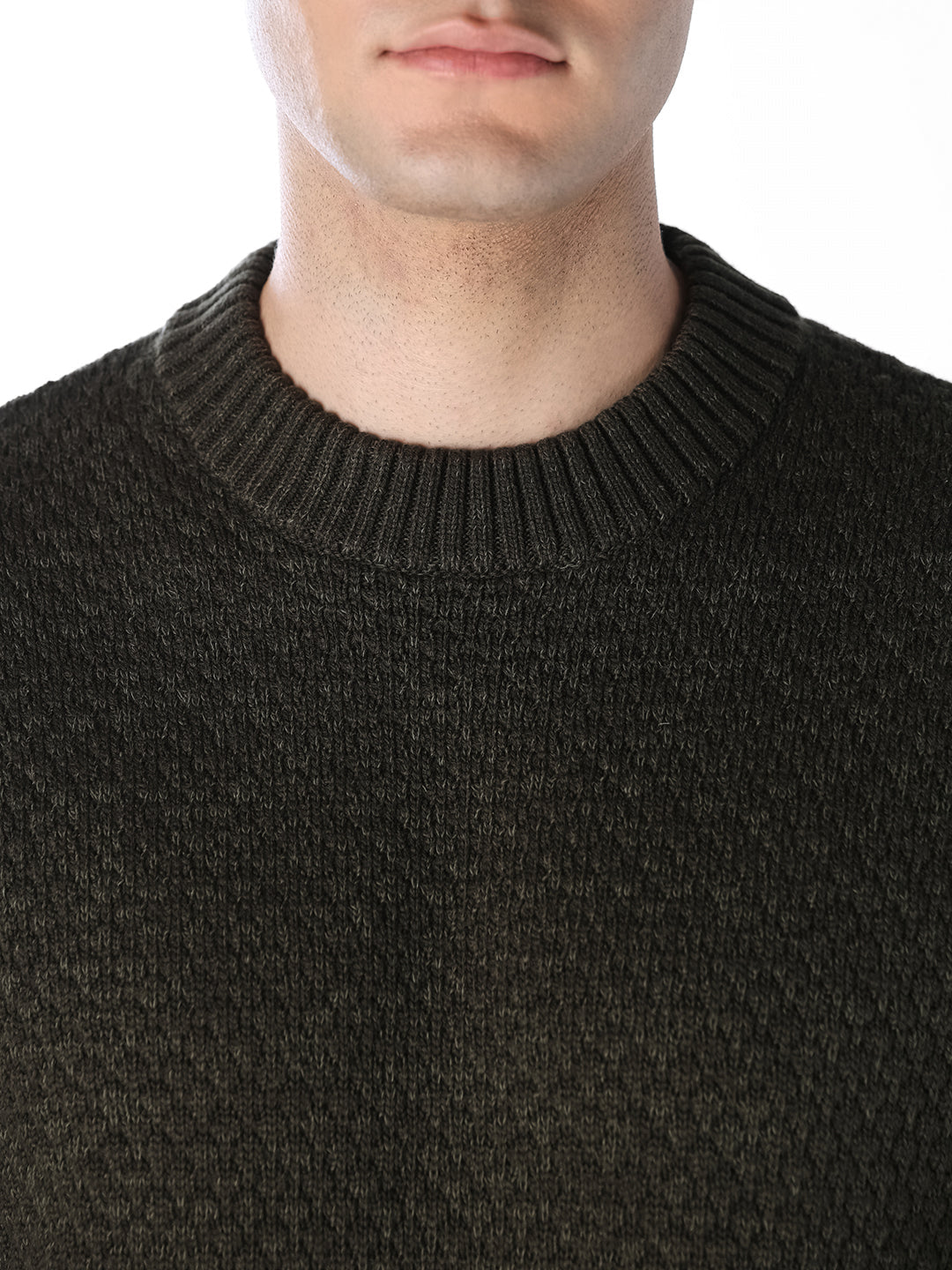 Dark Green Textured Pullover