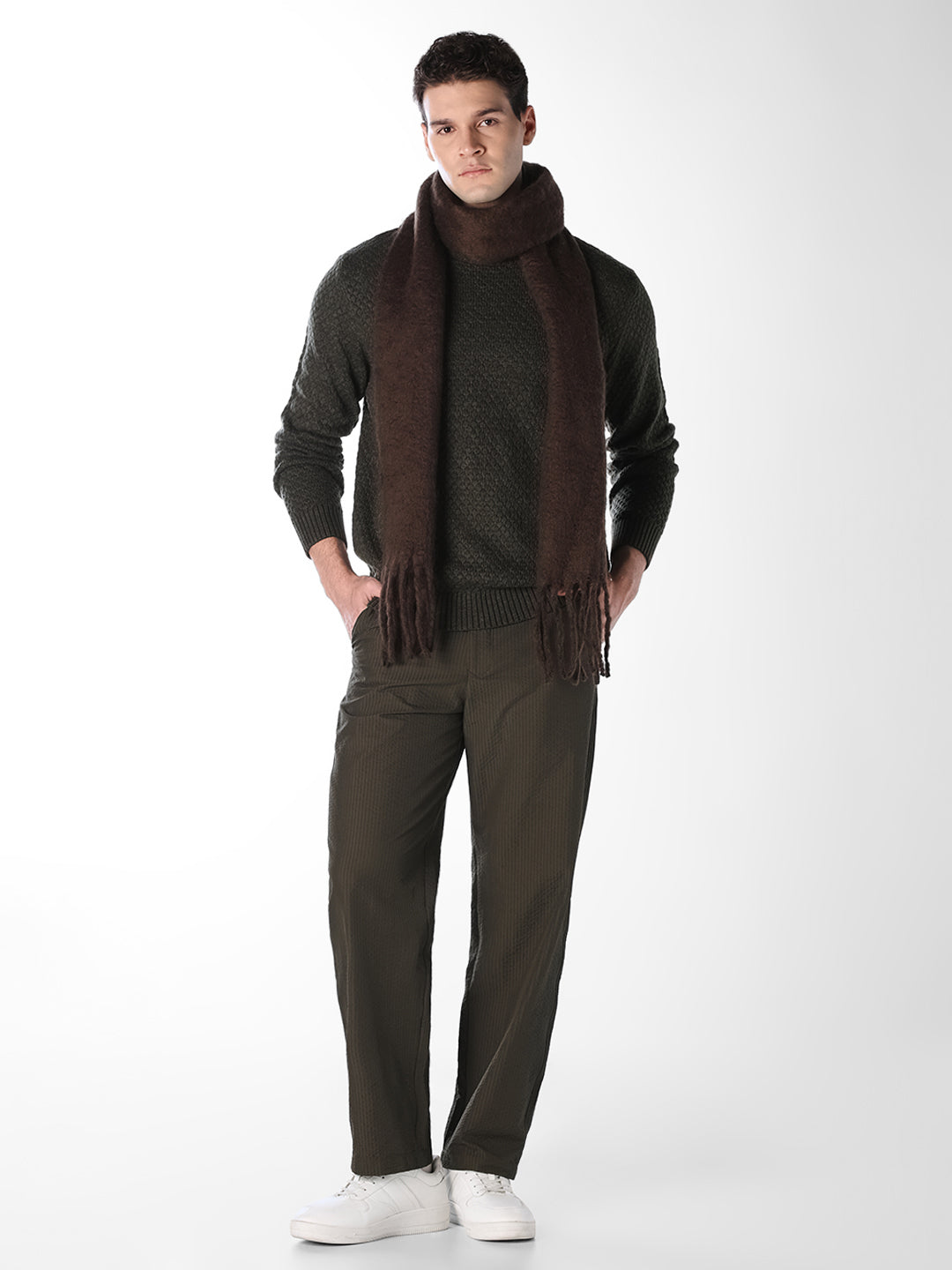 Dark Green Textured Pullover