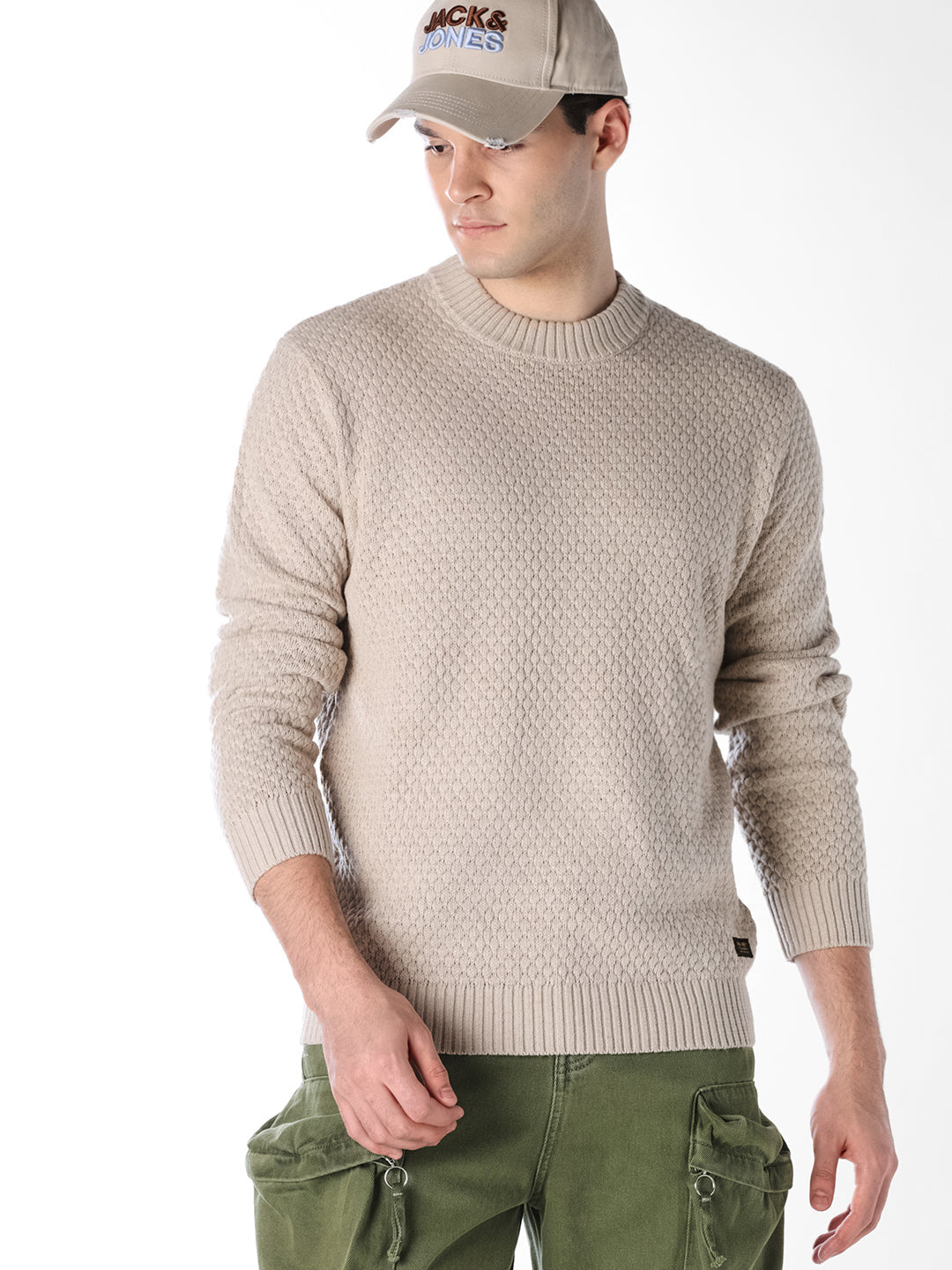 Beige Textured Pullover