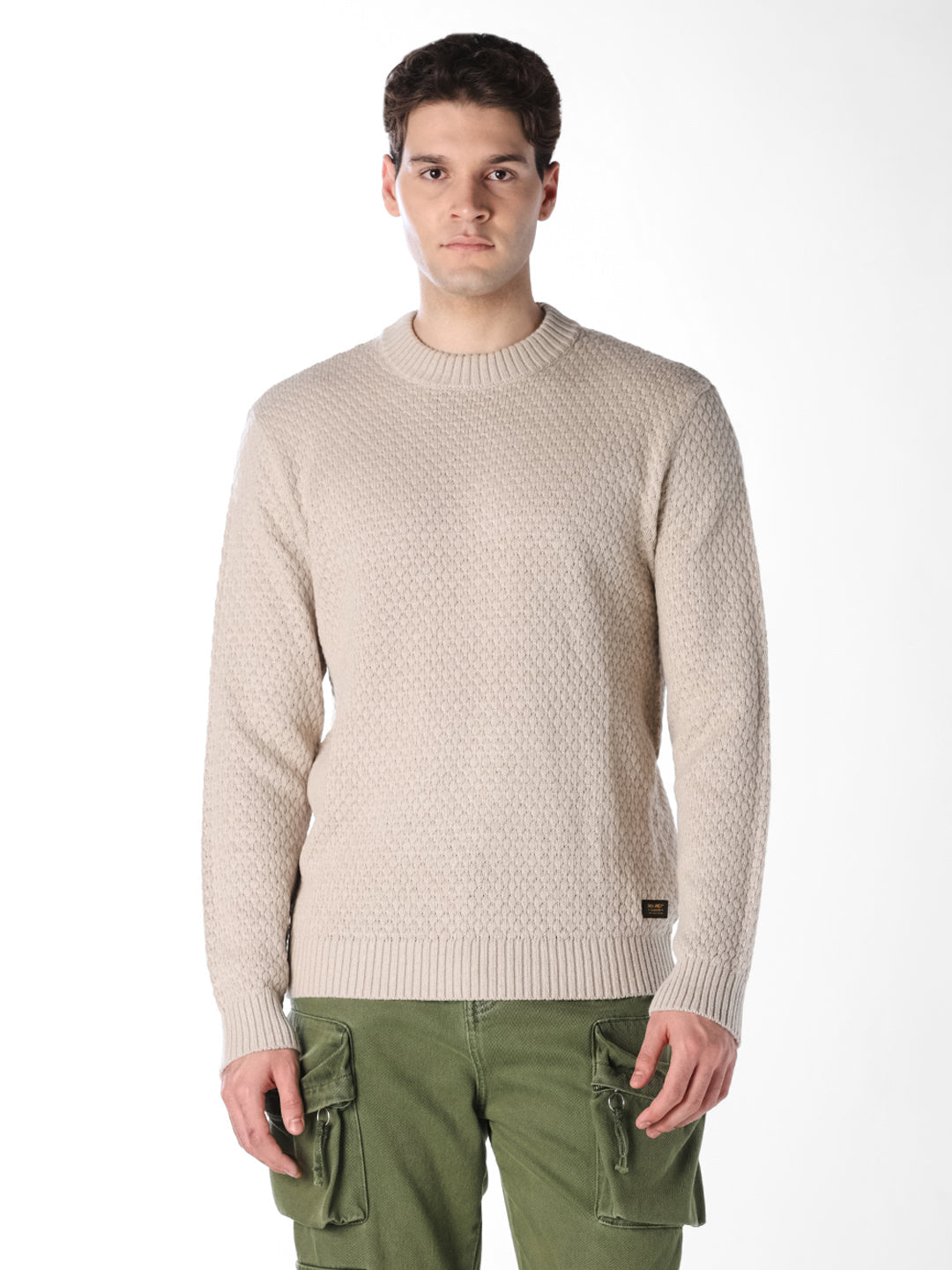 Beige Textured Pullover