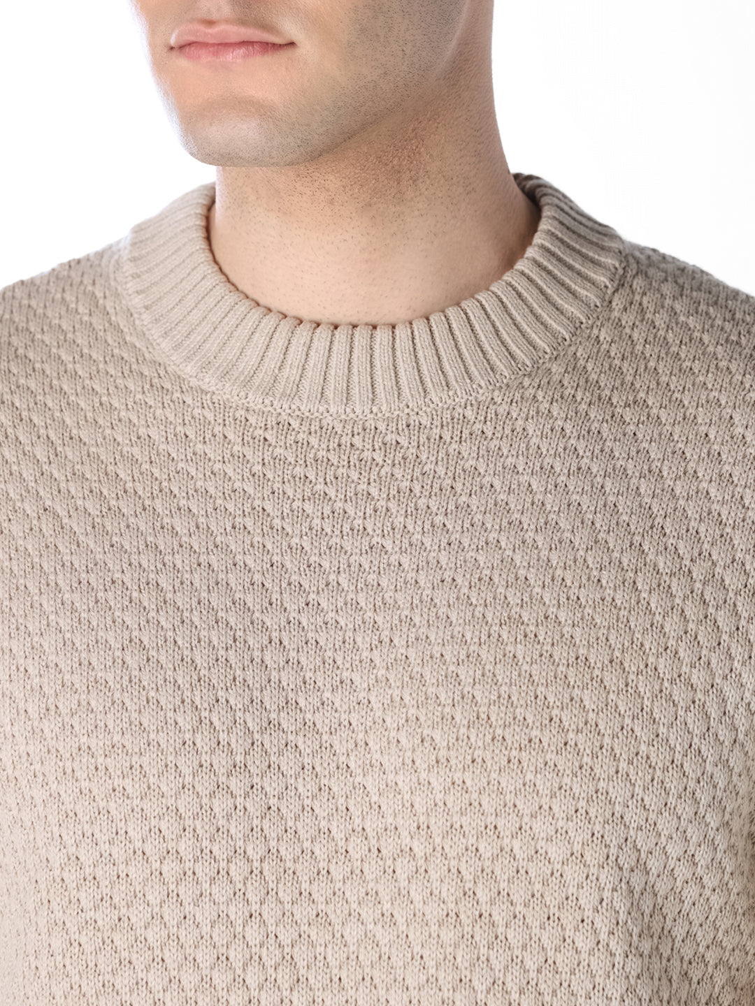 Beige Textured Pullover