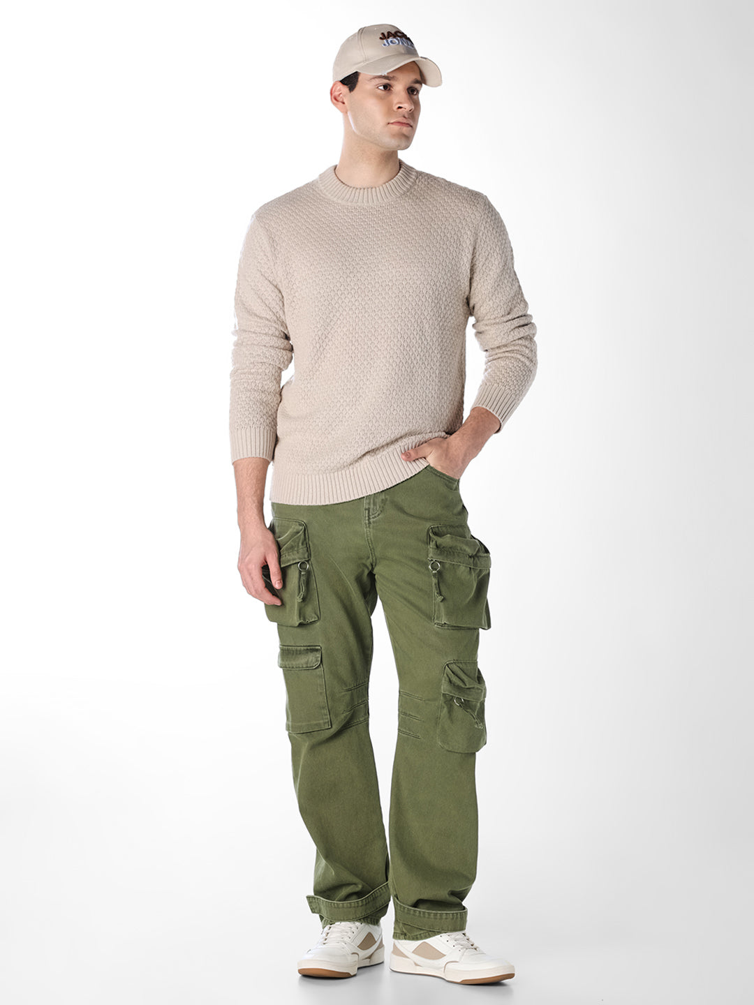 Beige Textured Pullover