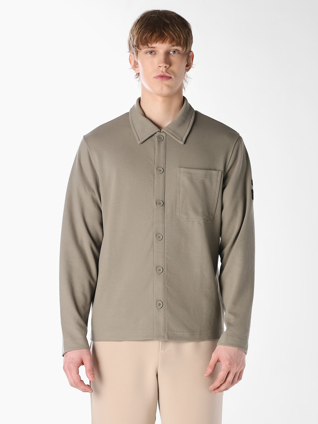 Green Twill Sweat Overshirt