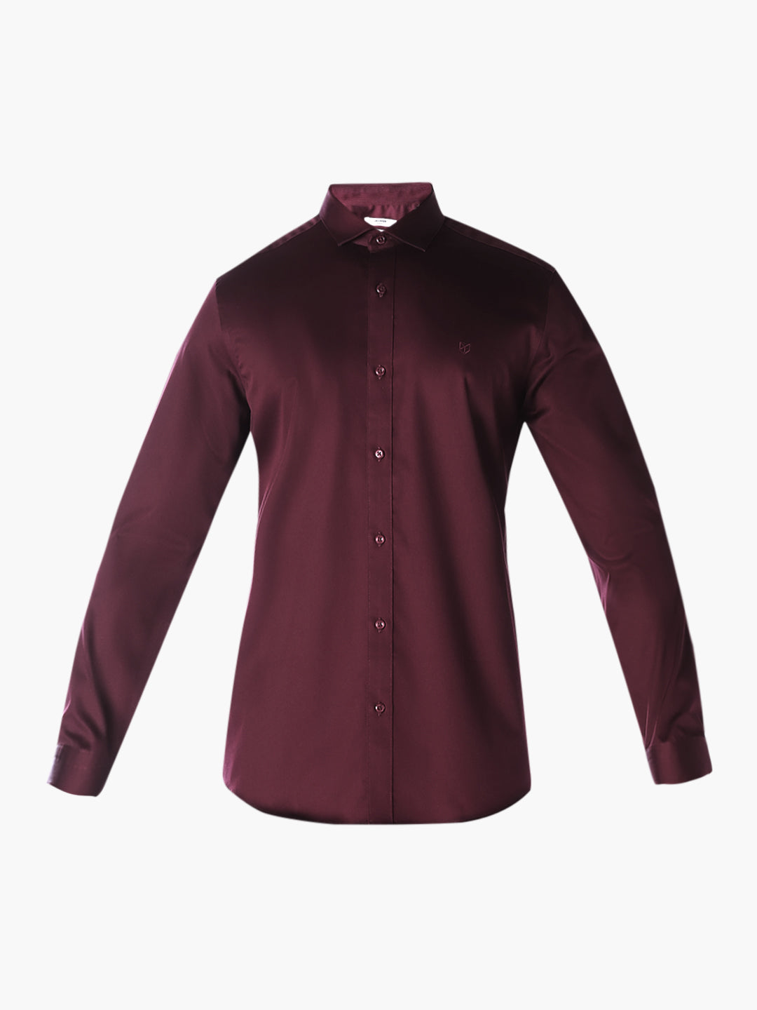 Cotton Twill Slim Fit Formal Shirt - Wine