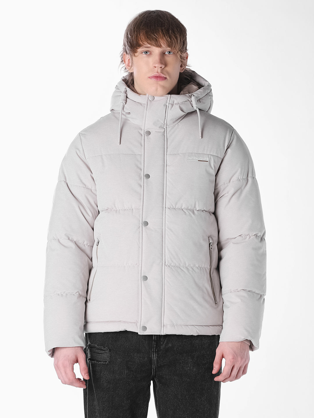 Grey Puffer Regular Fit Jacket