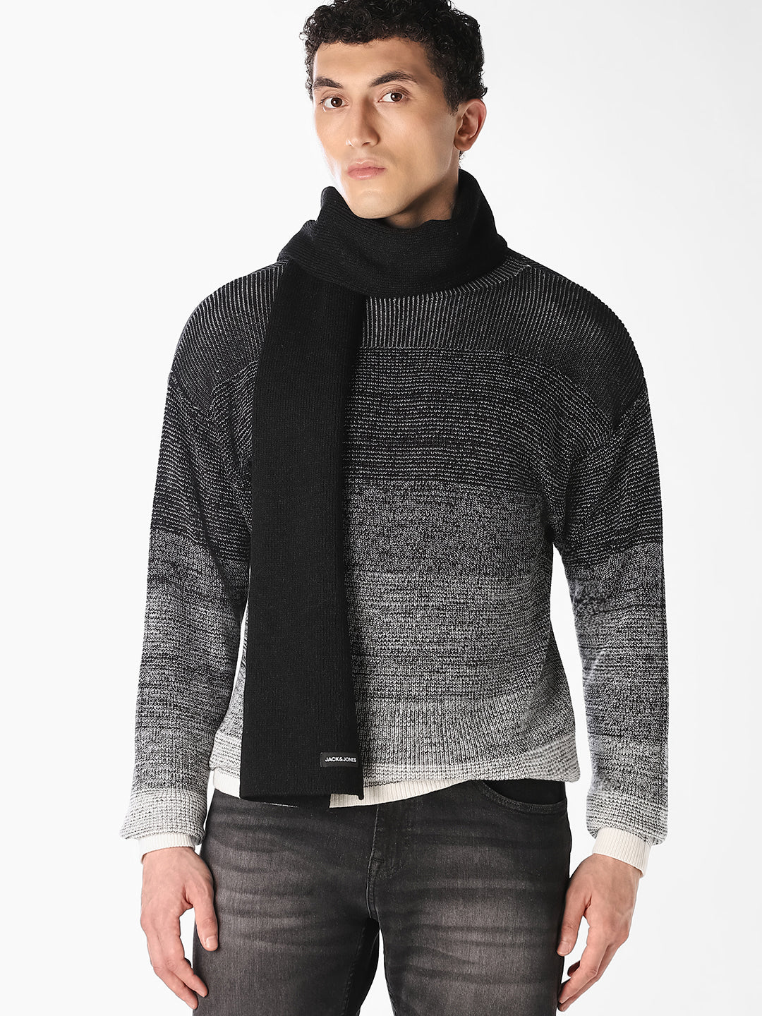 Black Striped Knitted Pullover - S