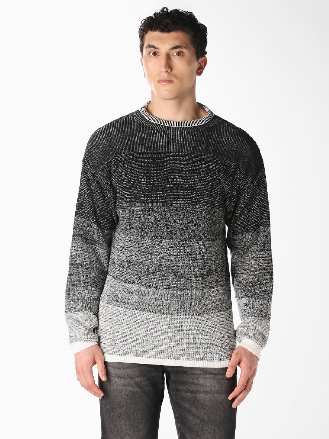Black Striped Knitted Pullover