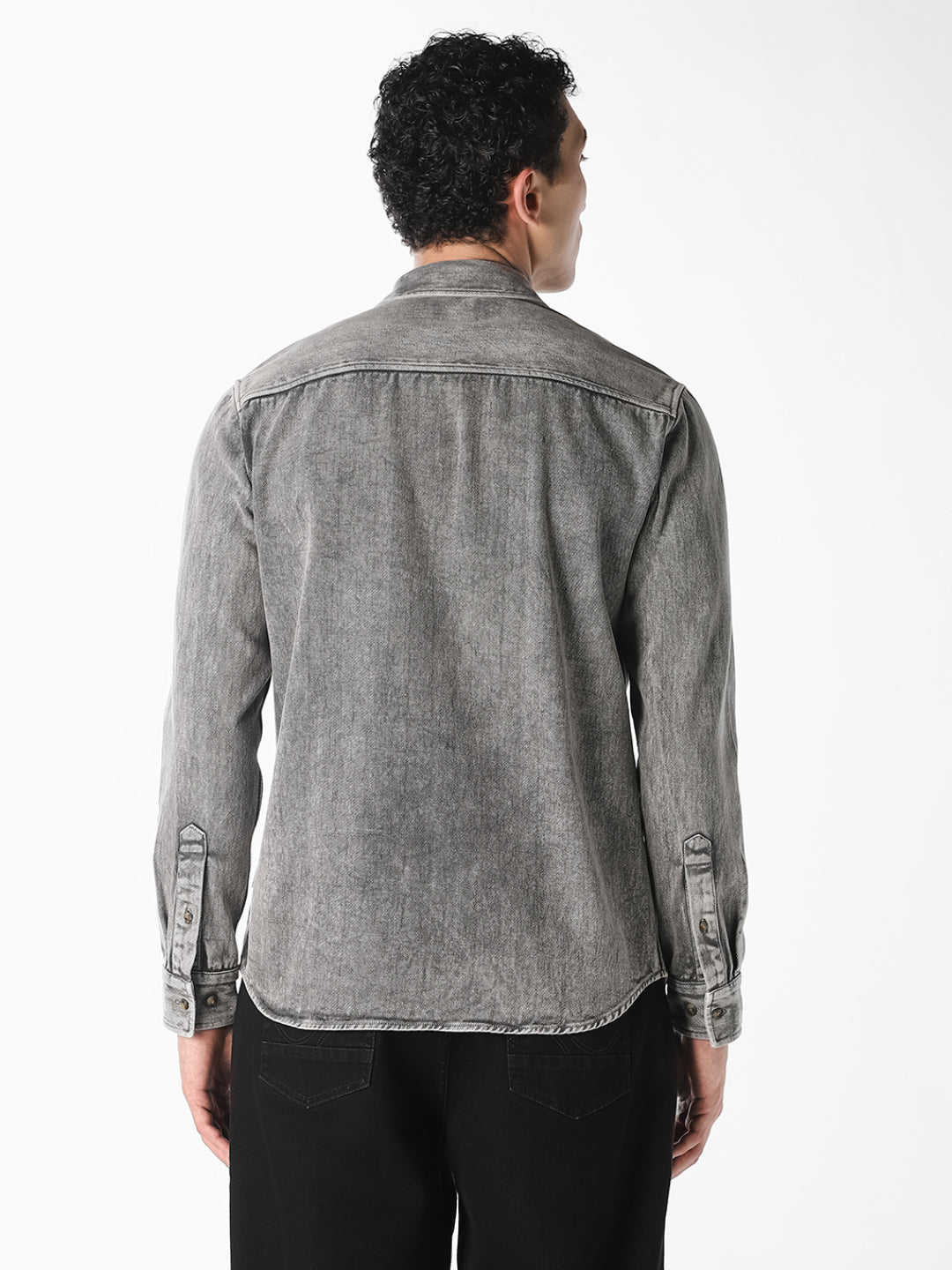 Grey Washed Denim Shirt
