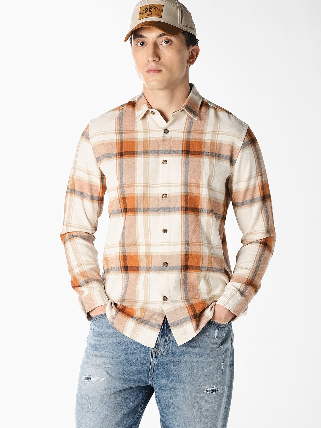 White Cotton Check Shirt