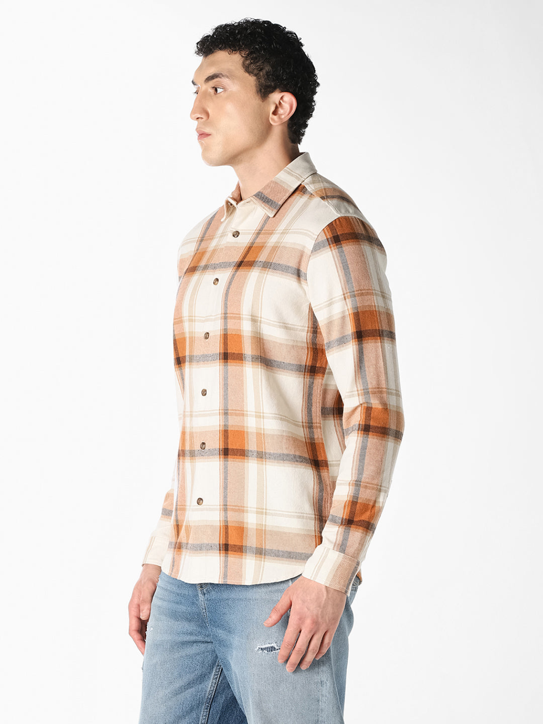 White Cotton Check Shirt