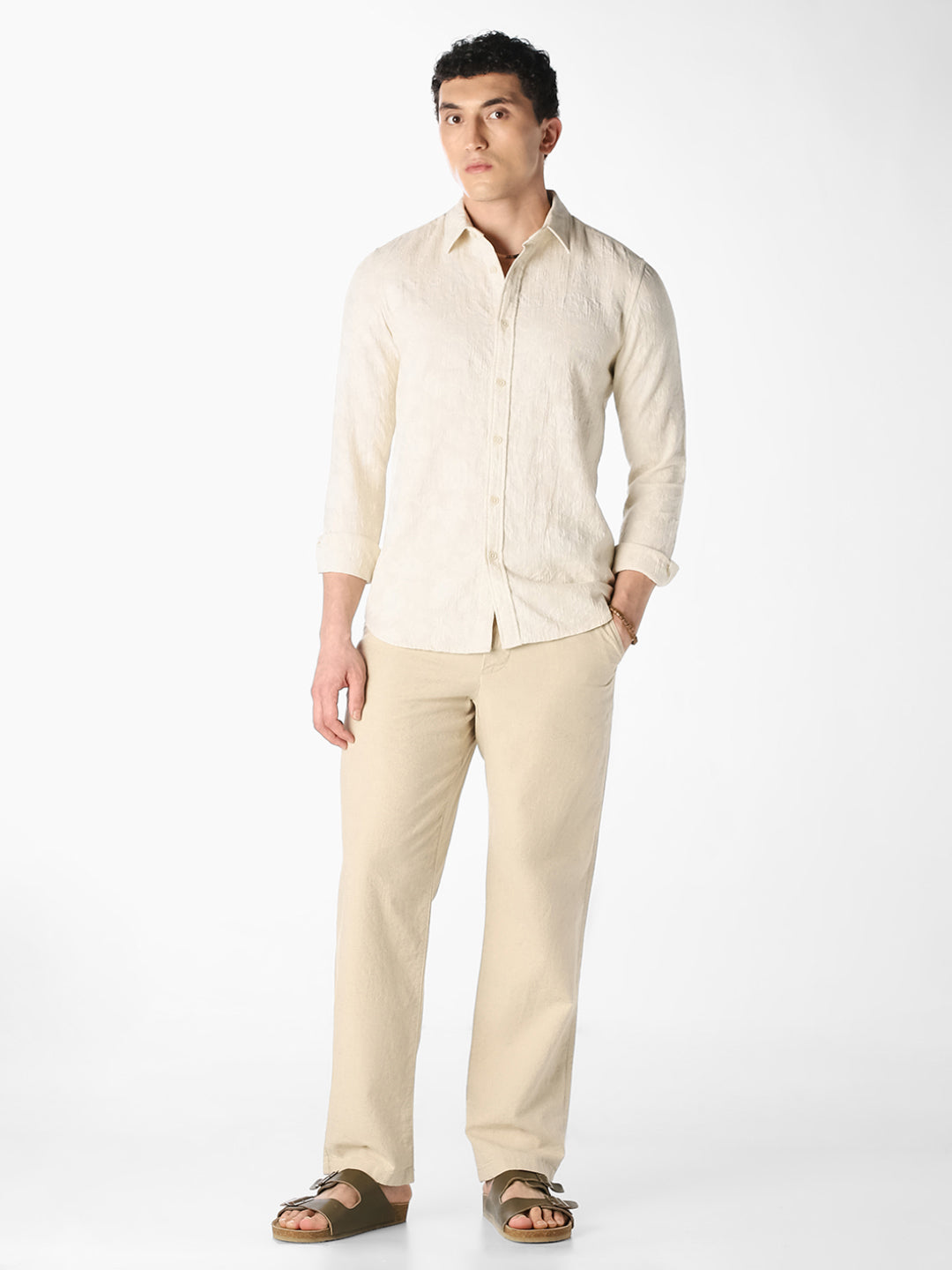 Off-White Textured Dobby Shirt