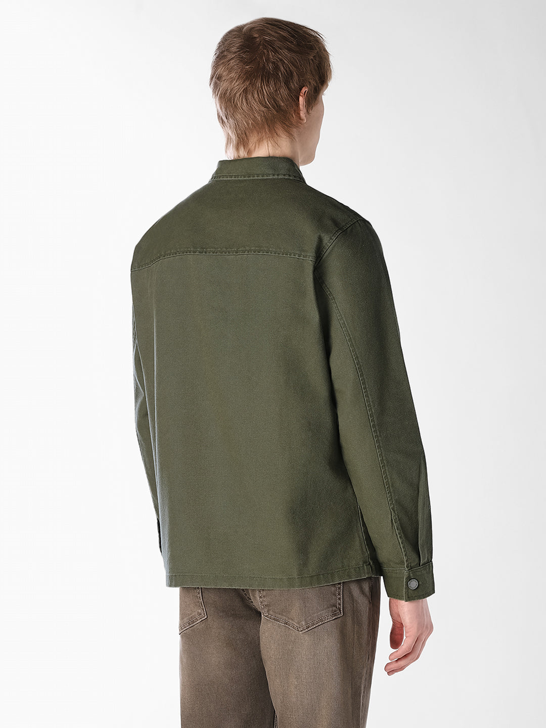 Dark Olive Twill Cotton Shirt