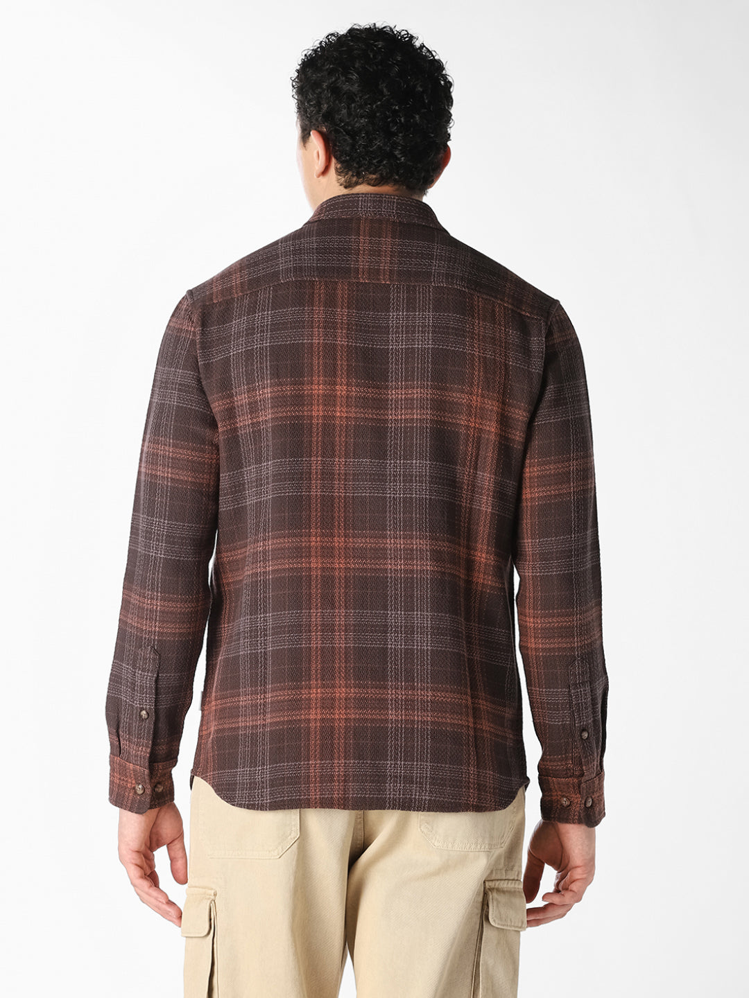 Brown Check Print Shirt