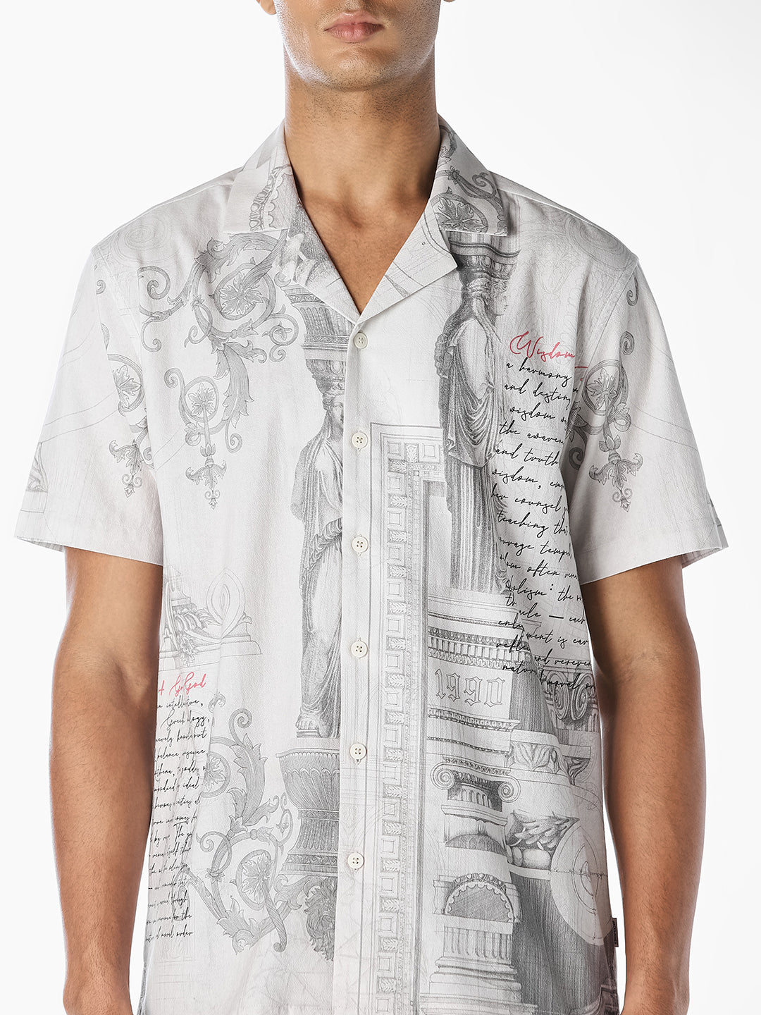 White Printed Resort Shirt