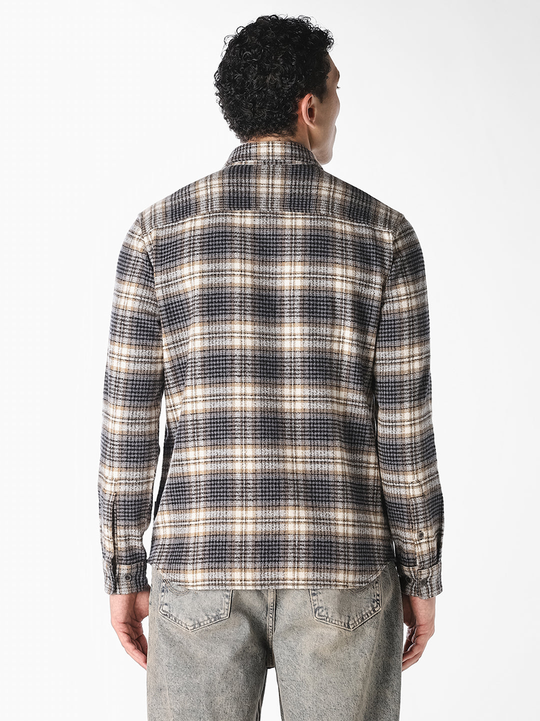 Grey Check Print Shirt
