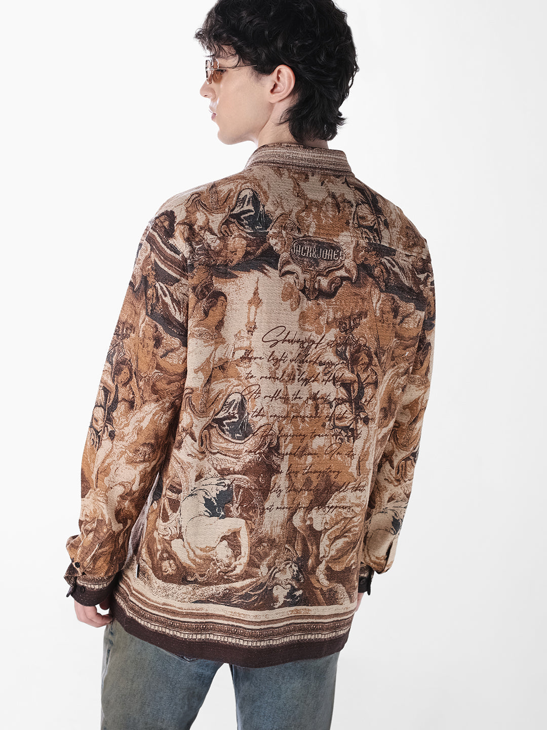 Brown Printed Cotton Shirt