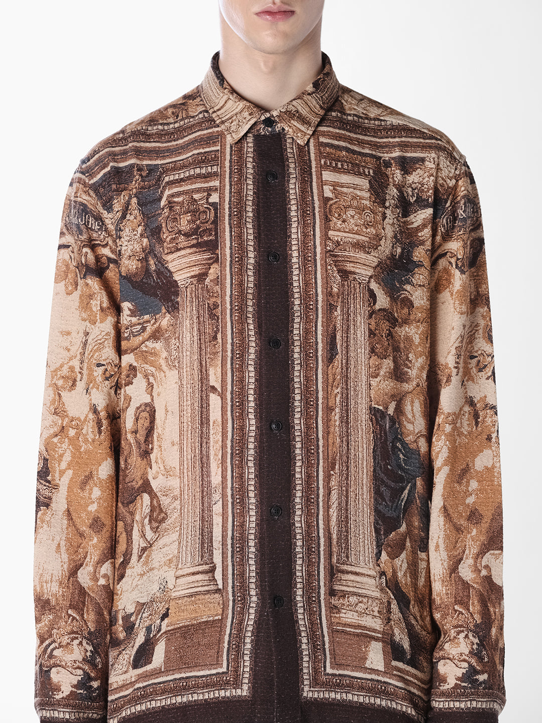 Brown Printed Cotton Shirt