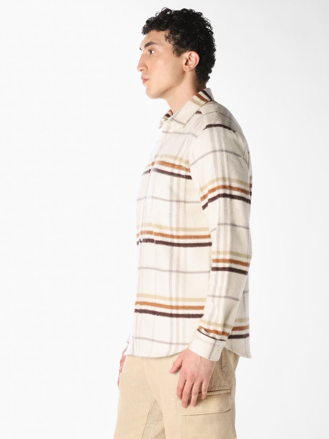 Cream Check Cotton Shirt