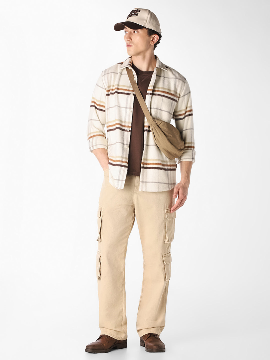Cream Check Cotton Shirt