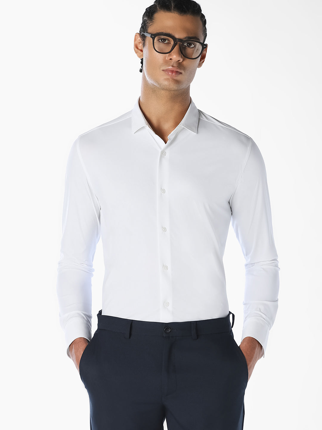 White Formal Regular Fit Shirt - S