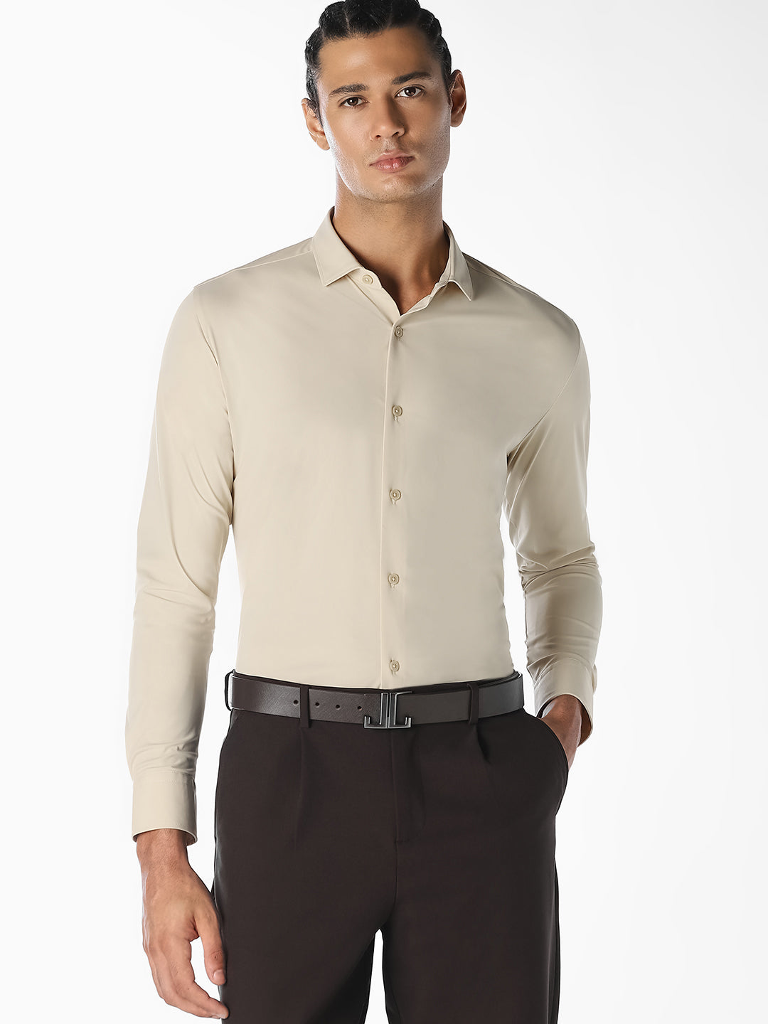 Beige Formal Regular Fit Shirt